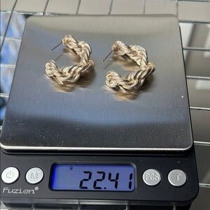 925 Sterling Silver 22g Braided Hoop Pierced Earrings